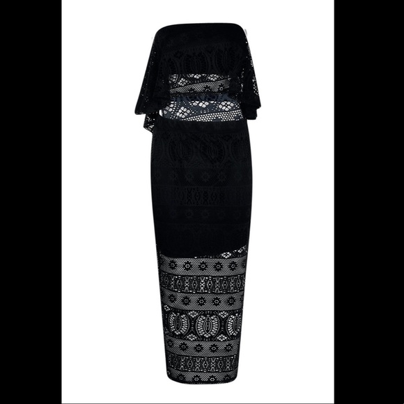 Boohoo Black 2 pc midi skirt and top sz L - Picture 4 of 4